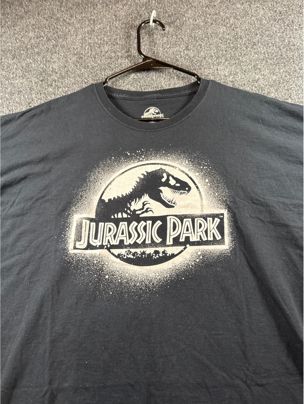 Jurassic Park Mens 2XL Black Dinosaur Logo Graphic T Shirt Universal